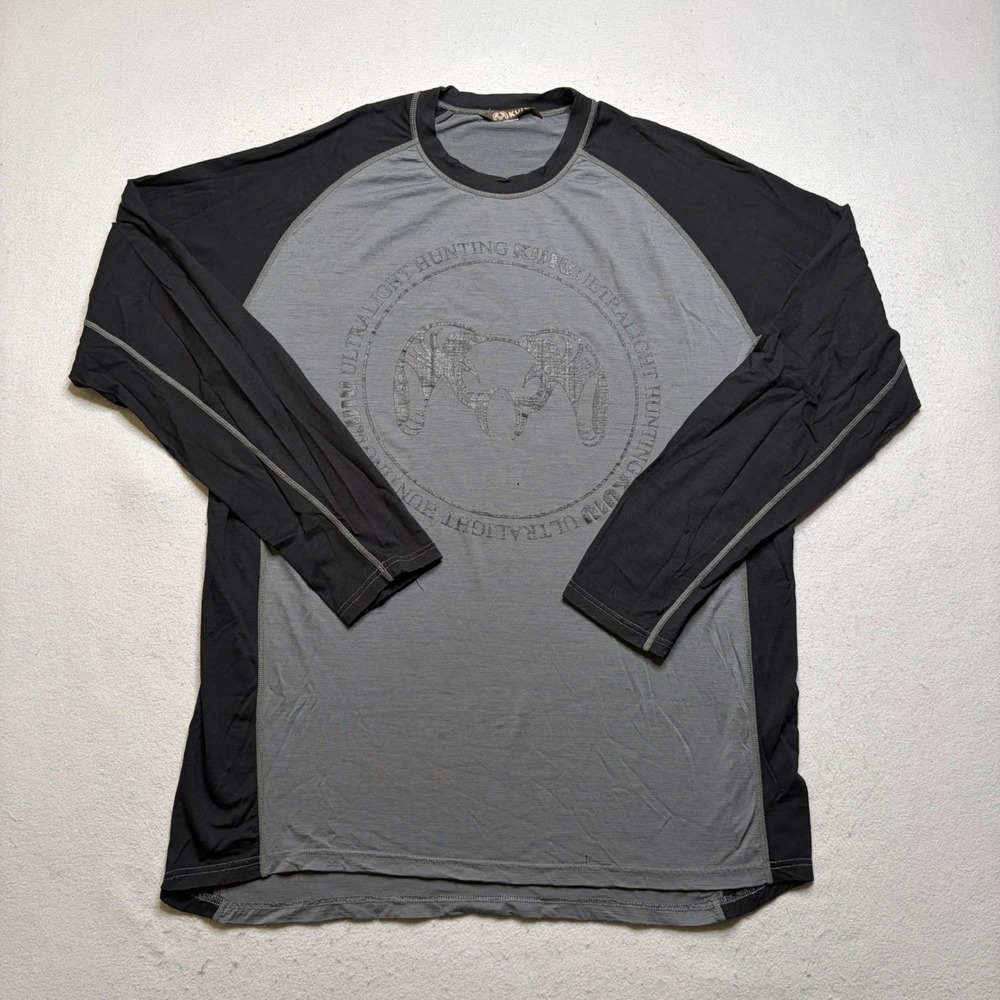 KUIU Ultralight Hunting Shirt Mens 2XL Gray Black Long Sleeve Raglan Graphic